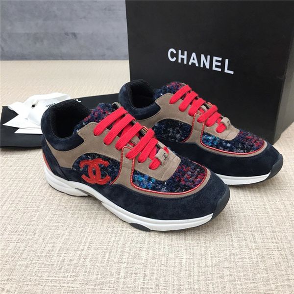 

fashion women's shoes luxury chnel women sneakers lok fu women's shoes casual shoes luxury designer women's casual sneakers 3, Black