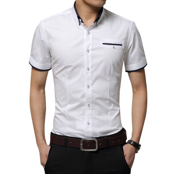 

2019 new summer men's business shirt turn-down collar casual short sleeve shirts men formal dress shirts male 4xl 5xl, White;black