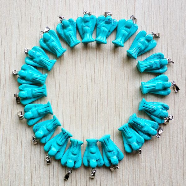 

wholesale 20pcs/lot fashion selling carved stone angel pendants charms for jewelry making ing, Silver