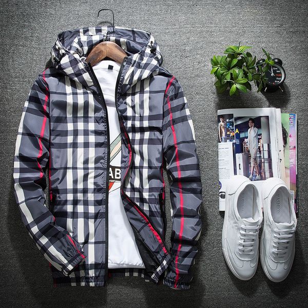 

men's jacket sport windbreaker long sleeve mens luxury jackets zipper pocket men casual hoodie coat plaid jackets plus size m-5xl, Black;brown