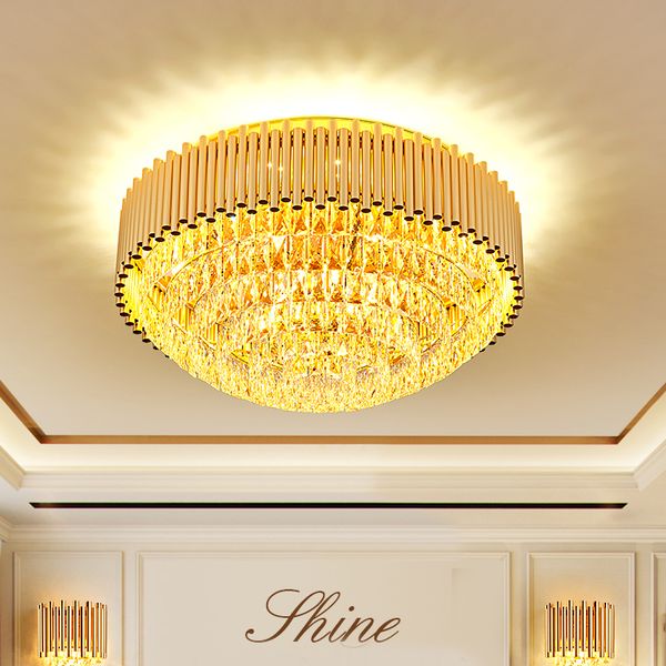 

modern k9 crystal ceiling lights fixture led light american golden round ceiling lamp living room dining room bedroom home indoor lighting