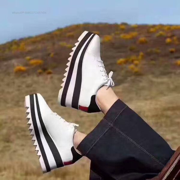 

actual shoes big size 40 genuine leather luxury shoes stella britt shoes elyse brushed casual platform derbys wedge flat shoe, Black