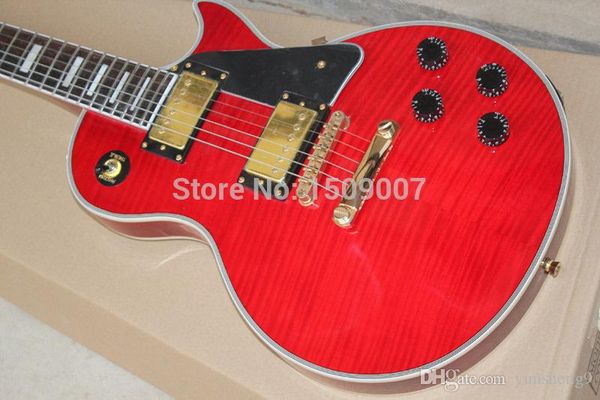 

custom electric guitar, red burst maple golden hardware, , accept customization