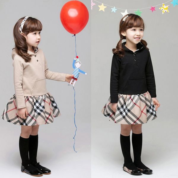 

autumn baby girl plaid sweatshirt dresses 2 colors cute toddler girl long sleeve dress baby princess dress kids clothes tjy804, Red;yellow