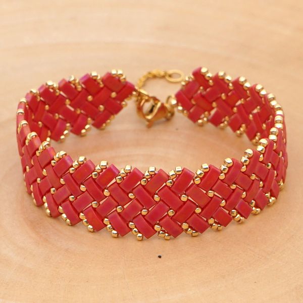 

rttooas miyuki beads bracelet women tila beaded cuff bracelets pulseiras wedding gift fashion female jewelry white red black, Golden;silver