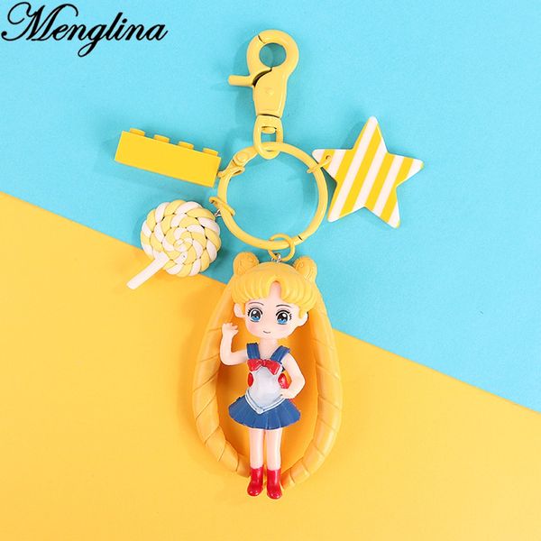 

menglina kawaii япония мультфильм принцесса брелок для девочек llaveros mujer акриловые смолы брелки porte clef femme сумка подвески, Silver