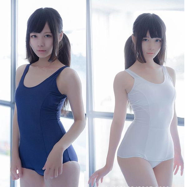 

womens monokini rompers japanese swimsuit bodysuit sukumizu swimwear jumpsuit costume costumescostumes one piece swimsuit, White;black