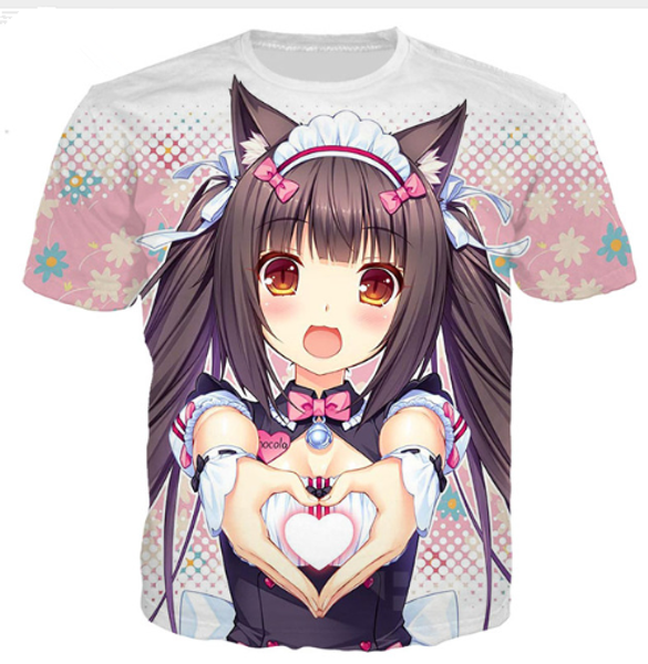 

2019 новые аниме nekopara chocolat ванильные милые девушки горячая мода футболка футболка 3d печатный унисекс пара летние топы футболки с ко, White;black
