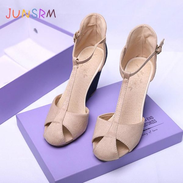

junsrm 2020 summer women wedge sandals rome peep toe suede high heels ladies classic retro sandalias feminina mujer plus size, Black