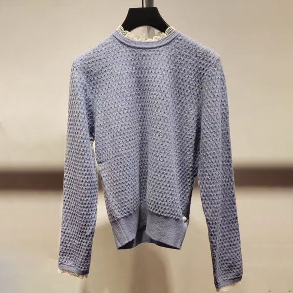 

women sweater 2019 autumn / winter new lace collar blend elegant women's knit top, White;black