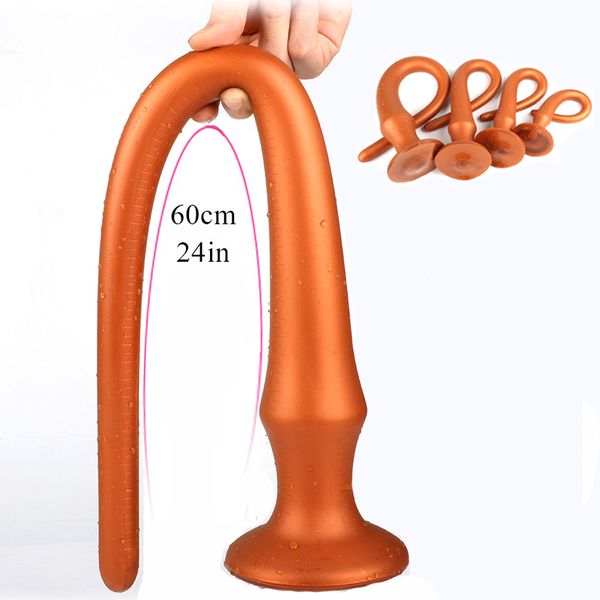 Super Soft 60cm longo enorme vagina escala dildo brinquedos sexuais para mulheres anal plug vibrador homens próstata massagem butt plug mssturbator y200421