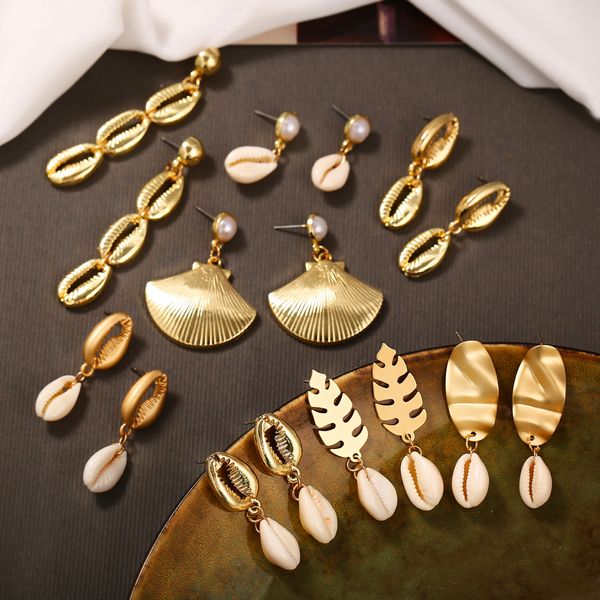 

17km vintage ocean gold dangle drop earrings 2019 for women brincos cowrie sea shell earring boho bohemian beach korean jewelry, Silver