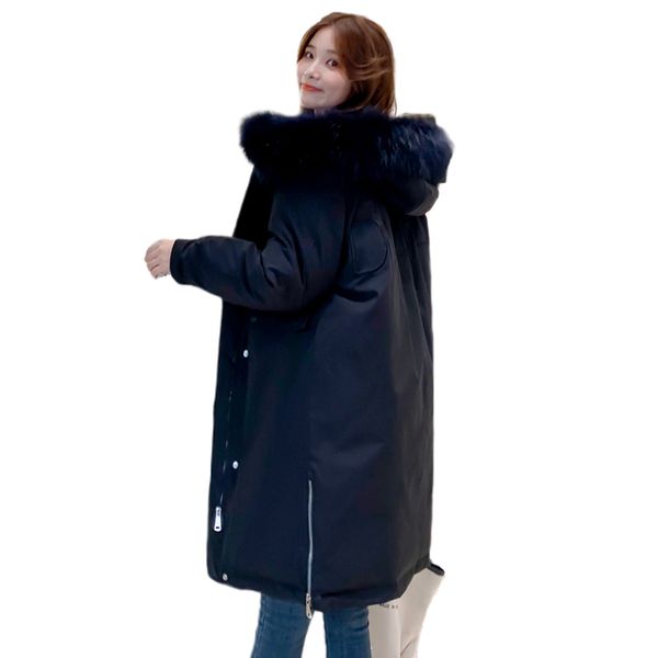 

длинные зимние куртки для женщин 2019 длинных женщины parkas женщина с капюшоном пальто с меховым воротником теплой осенью хлопок padded out, Black