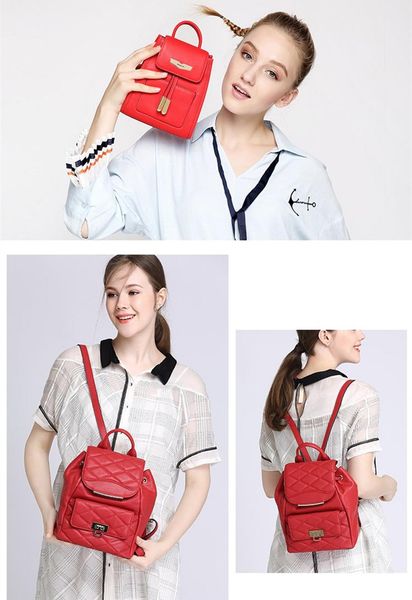 

mini backpack for women genuine leather red back pack