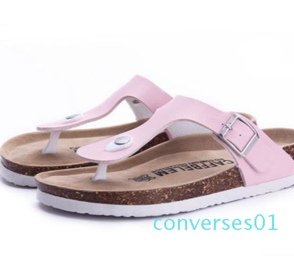 

21 color new arrival summer woman men flats sandals cork slippers casual print mixed colors flip flop size 35-43 01co, Black