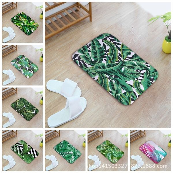 

watercolor green leaf inbetweening home furnishing bedroom in front of the door non-slip land pad carpet mixed batch