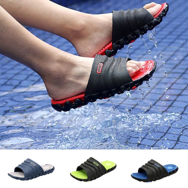 

muqgew fashion men's gentleman leisure massage health wear non-slip beach slippers footwear female casual shoes 2019 style, Black