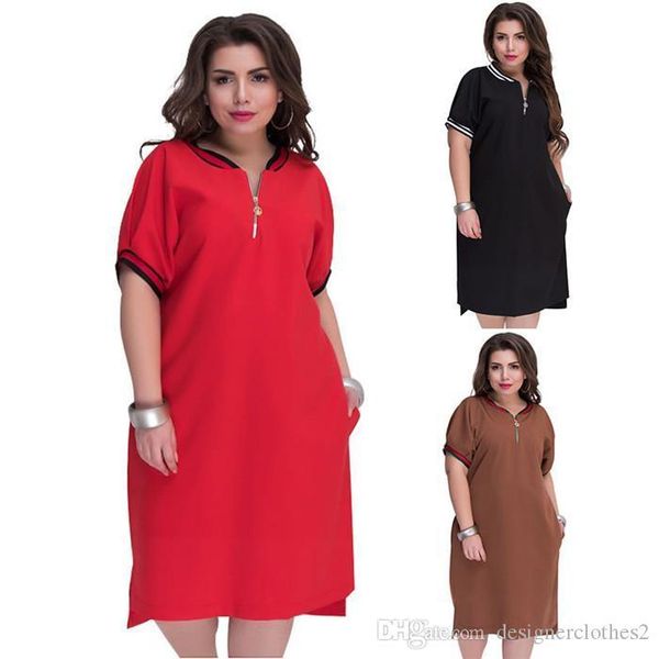 

цвет плюс размер повседневное платье круглый вырез с застежкой-молнией дизайн платья натуральное повседневное платье женские летние чистые, Black;gray