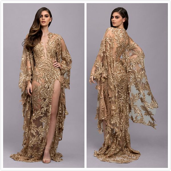 

Walter Gold Lace 2019 Африканские пляжные вечерние платья Оболочка Сексуальные платья для