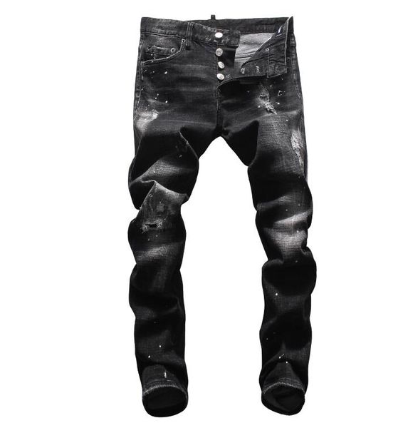 

New 2019 men ripped denim tearing jean navy cotton fa hion tight pring autumn men 039 pant a8037