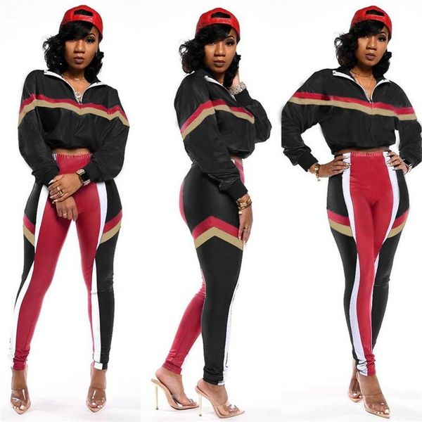 

two piece set and pants moda feminina contrast color zipper short sports outfits 2020 2 piece set women clothing, White