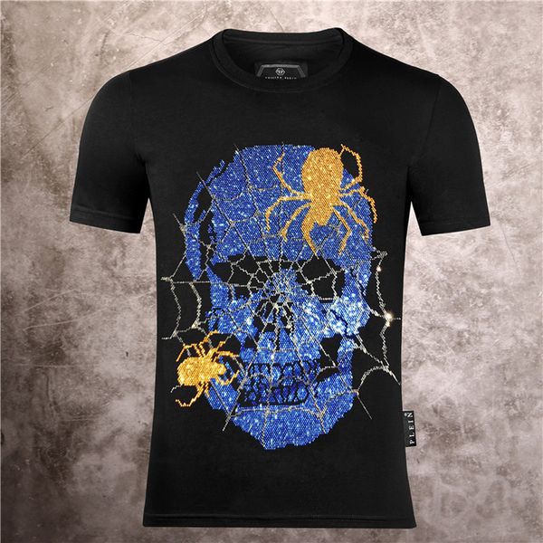 

philip plain brand mens designer t shirts firmata uomo fashion luxury designer t shirt summer homme mens skull tshirt tee 8, White