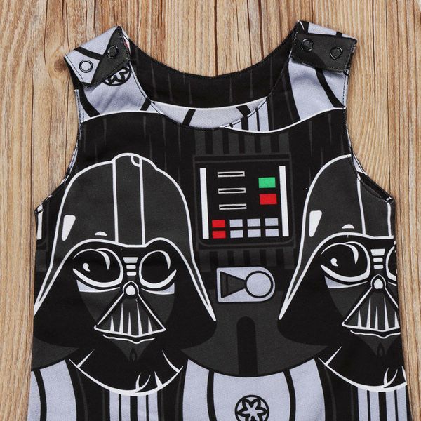 

0-3years style newborn kid boys sleeveless romper print playsuit jumpsuit clothes casual outfit star planet war warrior, Blue