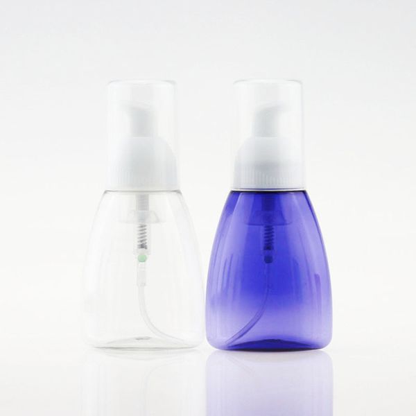 

80ml blue/ clear empty plastic foam bottles hand wash soap mousse cream dispenser bubbling bottle for travel