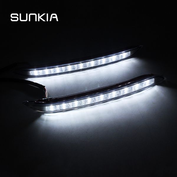 

sunkia 2pcs/set led daytime running light for kia k2 new rio drl with turning signal lights dimmed function car styling