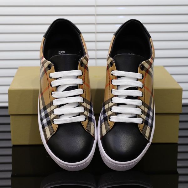 

high-end luxury fashiondesigner men's party casual shoes sports shoes loafers triple vintage check pattern star men's shoes size 3, Black