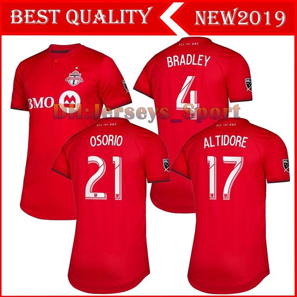 

2019 2020 toronto fc soccer jerseys bradley giovinco altidore osorio 19 20 toronto home red custom football shirt uniform, Black;yellow