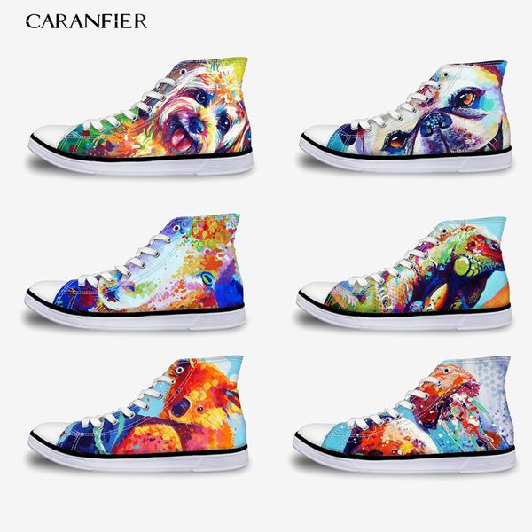 

caranfier student high canvas shoes printing cartoon pattern leisure non-slip four seasons universal round toe 35-45, Black