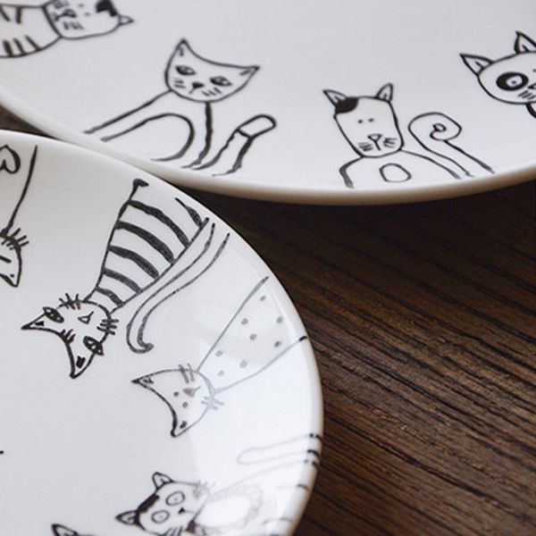 

cat керамические пластины ужин десерт закуска салат dish стейк сервис тарелки главная партии 2019ing