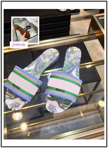 

high-quality new dazzle flowers trendy bohemia women slippers fashion letter embroidery lady sandal, Black