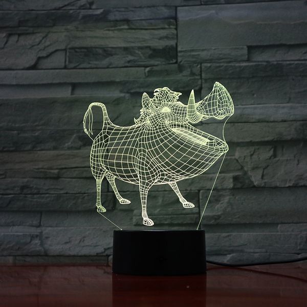 

pumbaa night light led decor lampara 3d illusion touch sensor child kid gift decoration cartoon the lion king table lamp bedroom