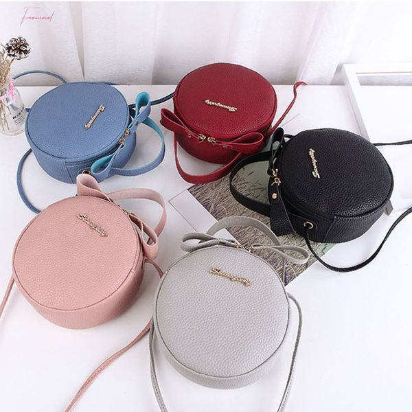 

women leather round shape handbag shoulder lady crossbody bag tote messenger satchel purse