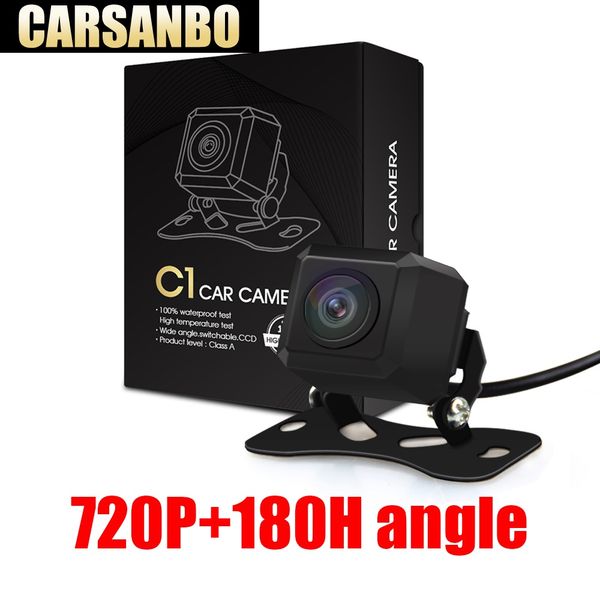 

carsanbo 2019 180 degree horizontal wide angle 720p hd fish eye lens car rear view reverse camera parking monitor