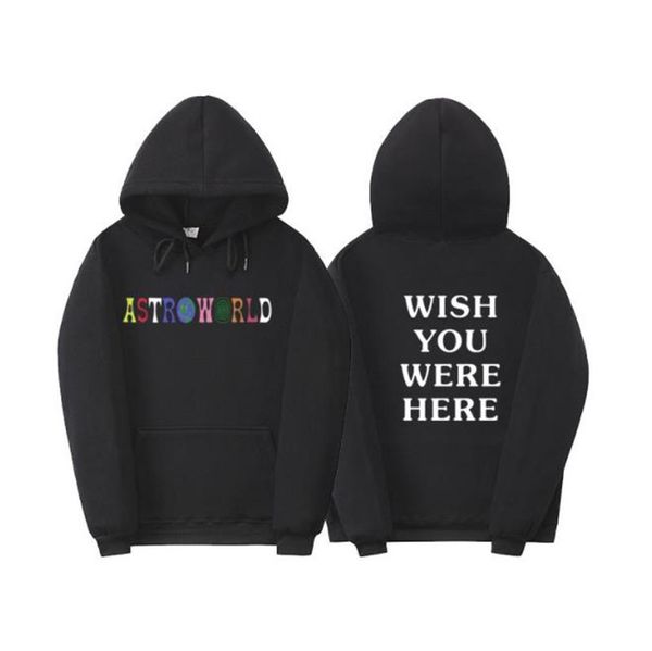 

astroworld mens designer hoodies wish you were here printed sports mens hooded sweatshirts casual male apparel, Black