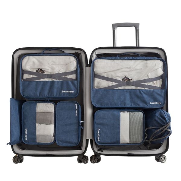 

7Pcs/Set Casual Travel Bag Unisex Luggage Packaging Cube Clothes Shoes Pouch Baggage Organizer Trip Sorting Accessories Supplies