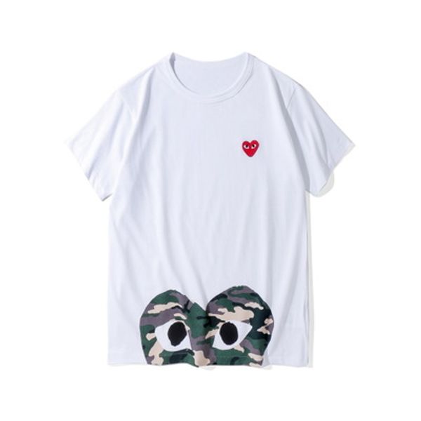 

red eyes com men women commes black des garcons cdg embroidered double heart short sleeve t-shirts embroidery red heart tee, Black;blue