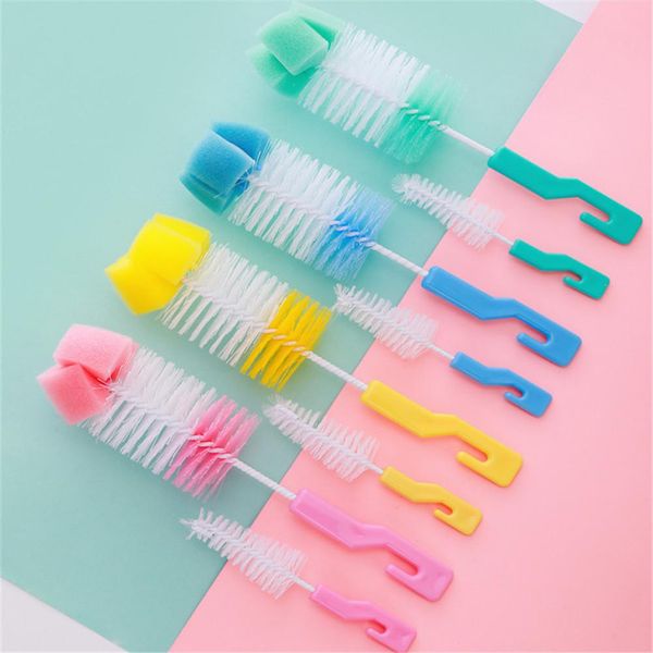 

2pcs baby bottle brush pacifier brush with hook cleaning sponge