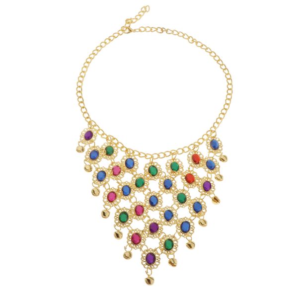 

women belly dance gold triangle necklace rhinestones gypsy dancing jewelry, Blue