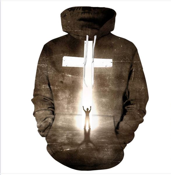 

yffushi 2019 male 3d hoodies fashion cross printing lomg sleeve pullover young men easter festival loose o-neck sweatshirts men, Black;brown