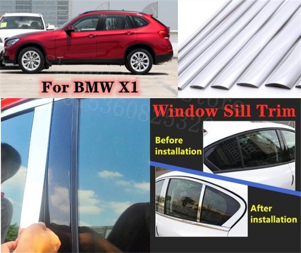 

puou high-quality car full window pillar trim cover stainless steel chrome decoration for x1 2012-2015 car styling
