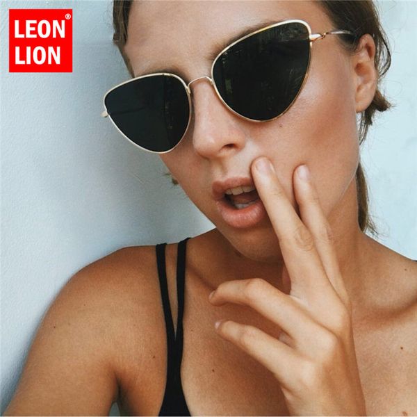 

leonlion classic metal cateye sunglasses woman fashion 2019 street beat sun glasses outdoor feminino uv400, White;black