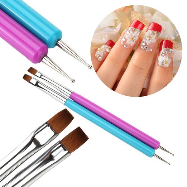 

professional double head promotion nail art pencils painting dotting acrylic uv gel polish brush liners point drill pen tools, Silver