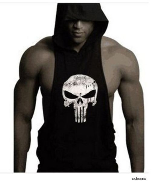 

mens designer t shirt men sports leisure skull head male slim fit breathable waistcoat sleeveless vestyodixem9, White;black