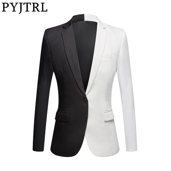 

pyjtrl new fashion white black red casual coat men blazers stage singers costume blazer slim fit party prom suit jacket