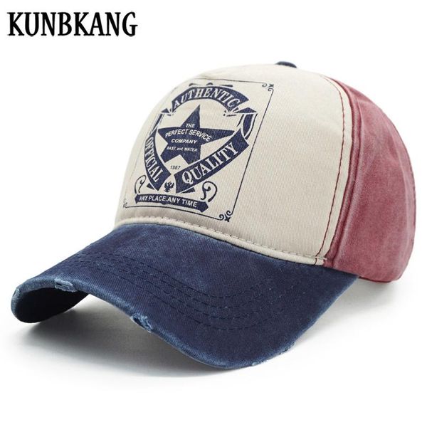 

kunbkang fashion star mens baseball cap letter casual washed snapback caps hats vintage printed cotton cap for men women vtlkl, Black;white