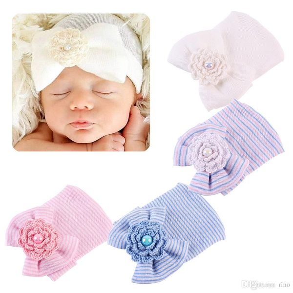 2019 Baby Girls Hair Bows Hats Newborn Crochet Beanie Hat Toddler